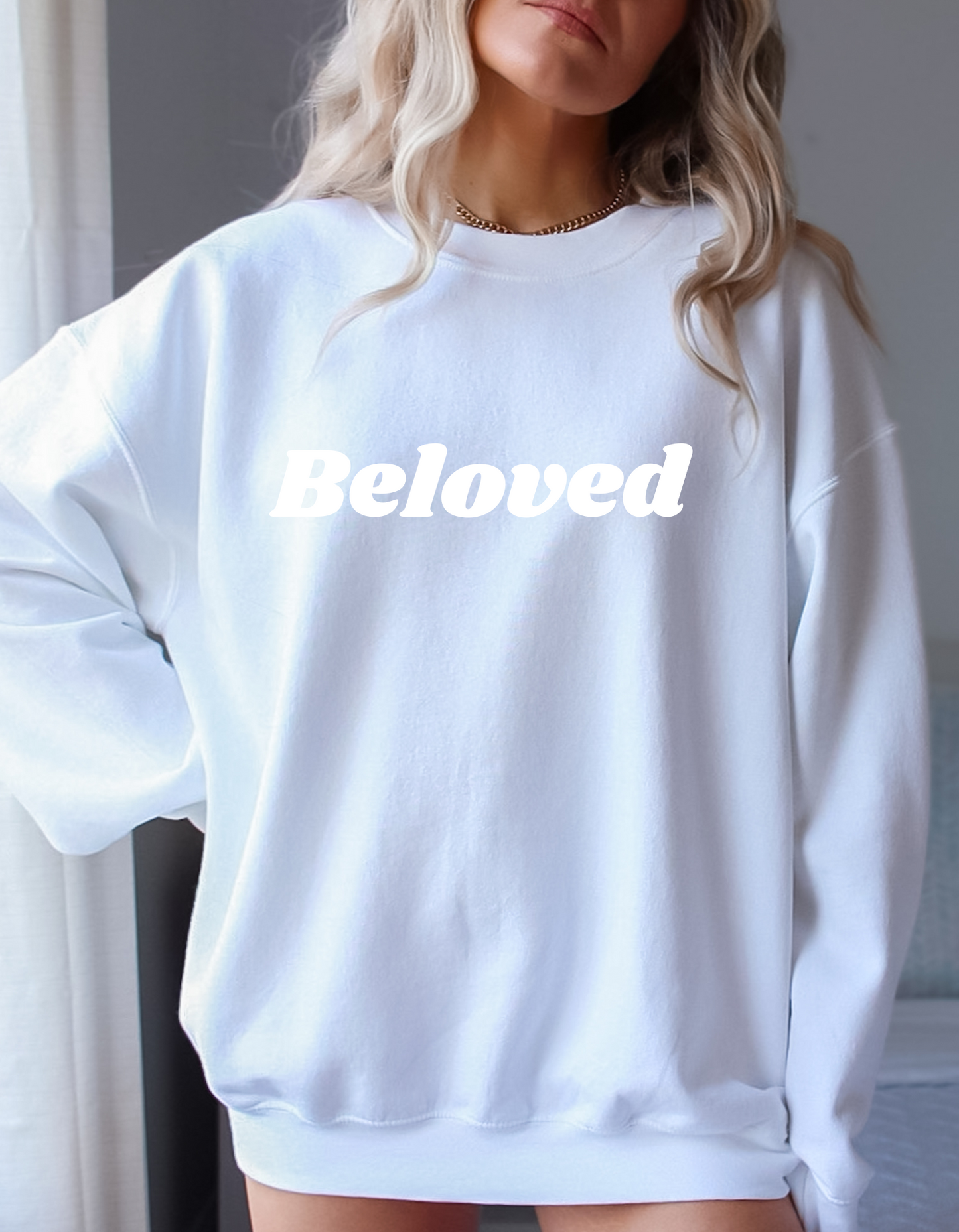 Beloved White Puff Print Sweatshirts