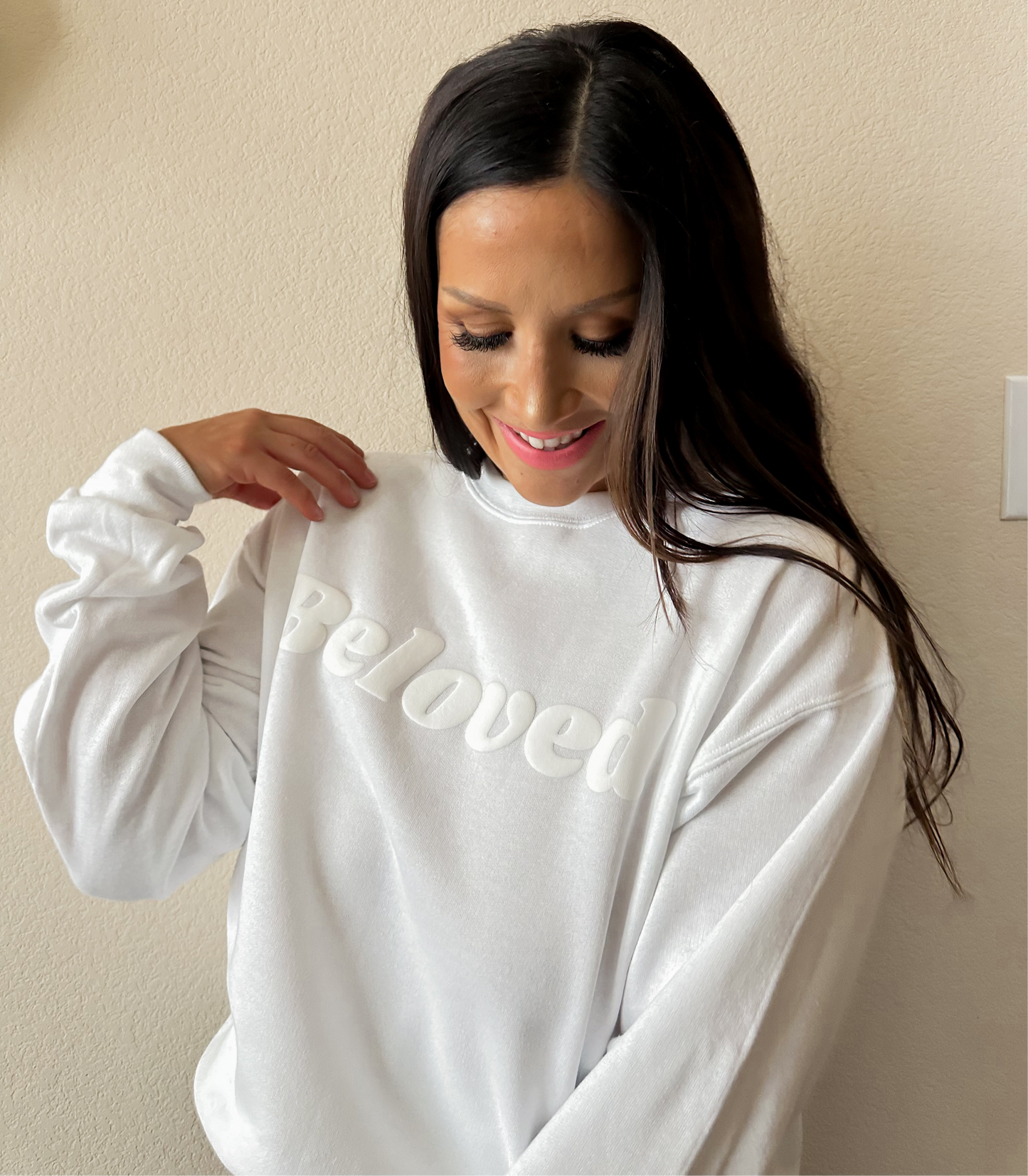 Beloved White Puff Print Sweatshirts